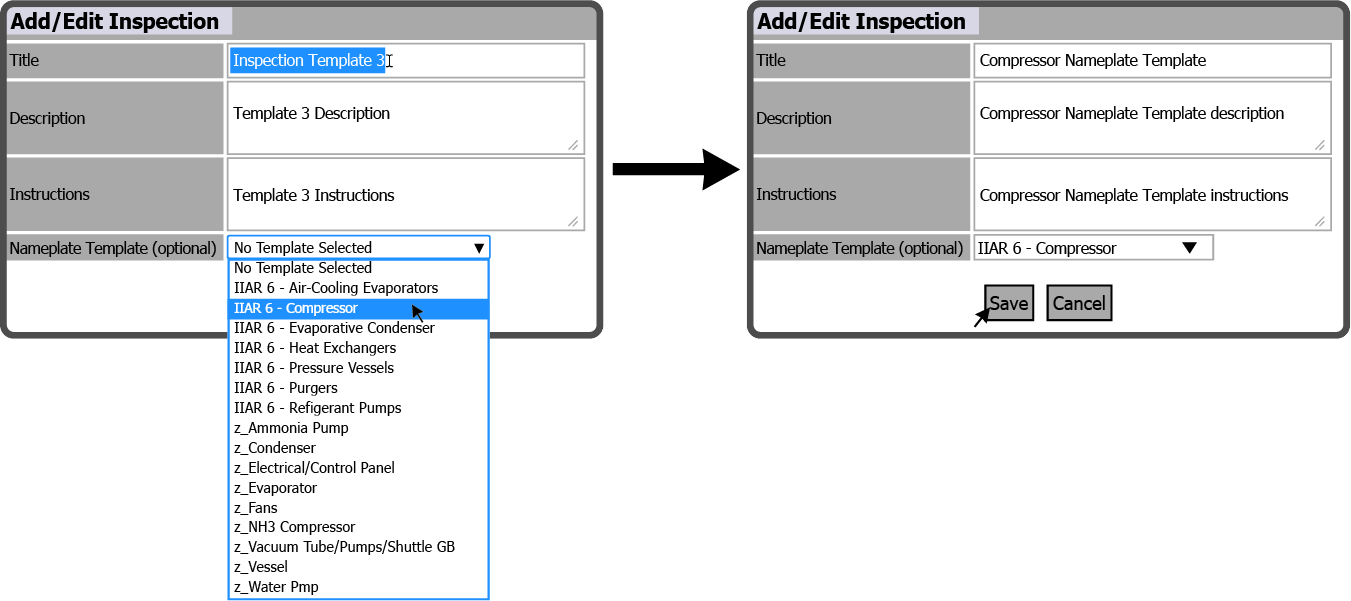 Edit Inspection Template
