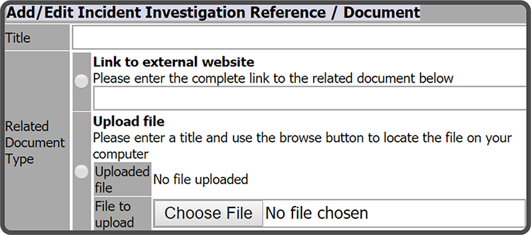 Incident Investigation Reference Document Types
