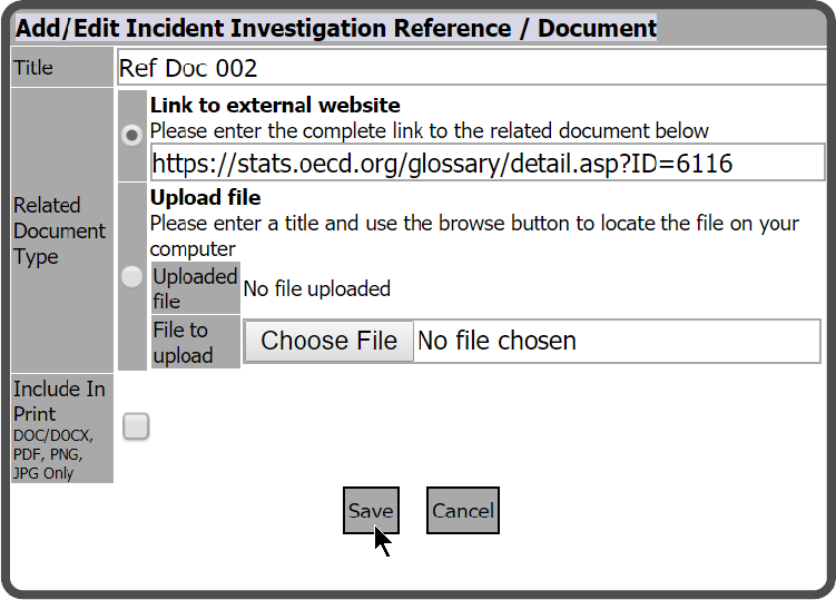 II Reference Document Type- Link to External Website