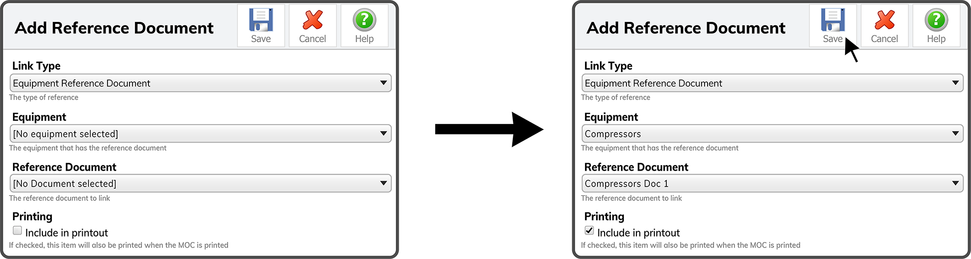 MOC Reference Link Type - Equipment Reference Document