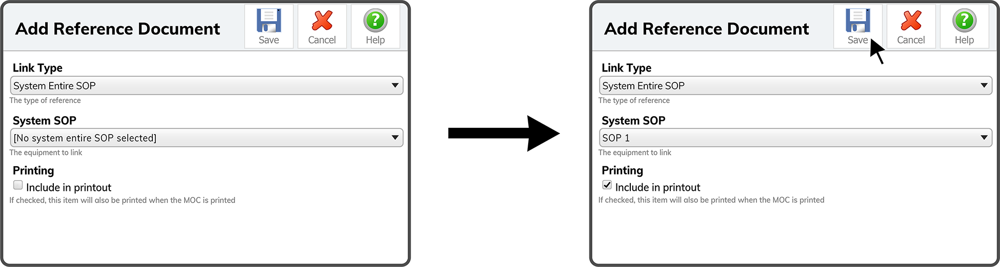 MOC Reference Link Type - System Entire SOP