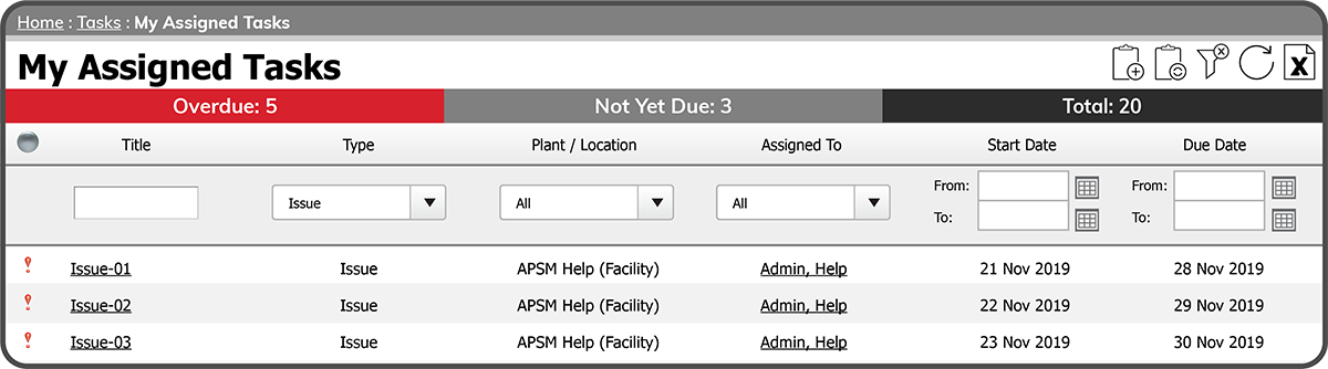 My Assigned Task Type - Issue