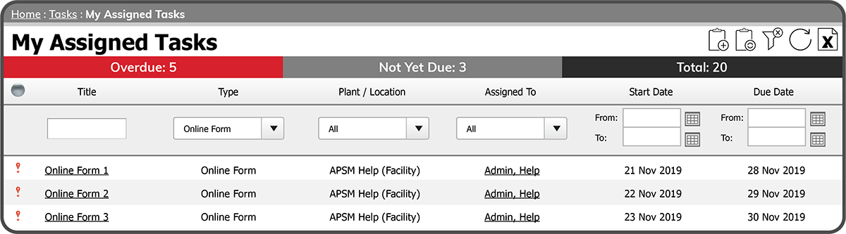 My Assigned Task Type - Online Form