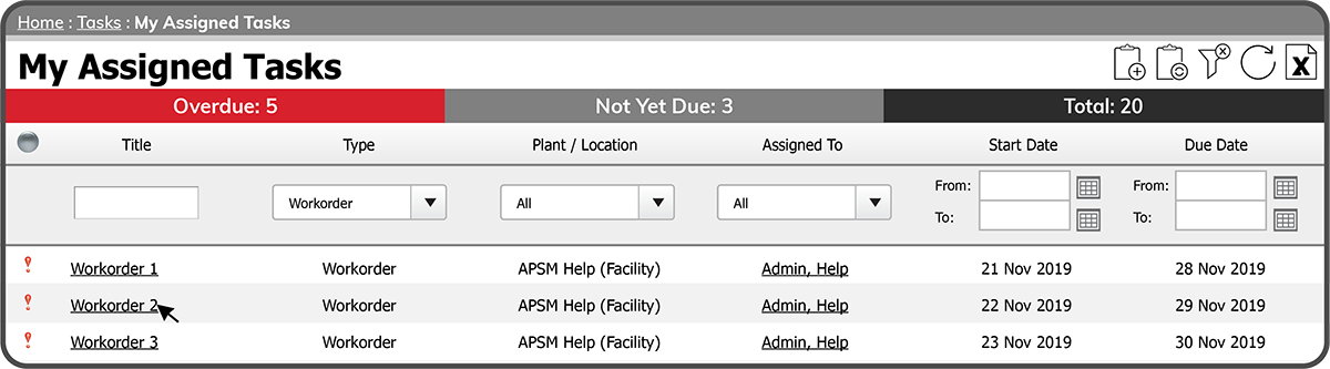 Open Task Type - Workorder
